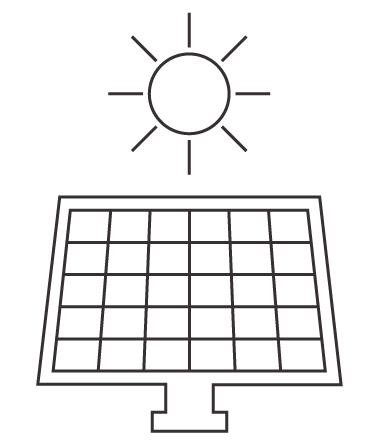 icono del sol y placa solar