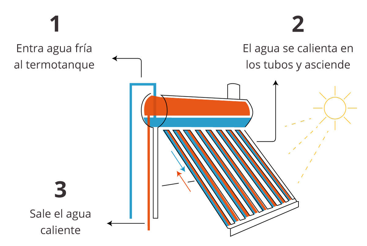 grafico de como funciona un termotanque solar